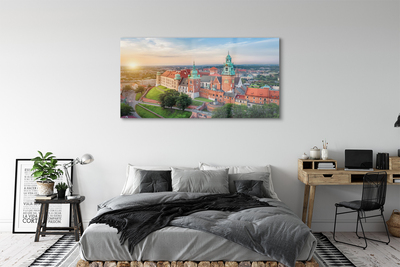 Quadro su vetro acrilico Castello di Cracovia Panorama Sunrise