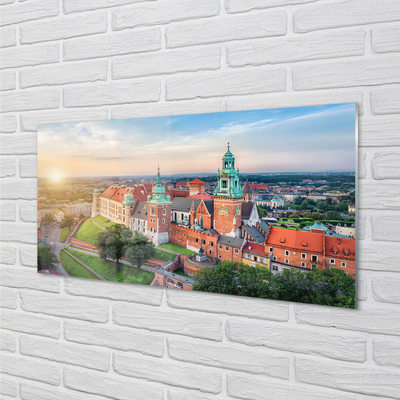 Quadro su vetro acrilico Castello di Cracovia Panorama Sunrise