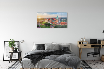 Quadro su vetro acrilico Castello di Cracovia Panorama Sunrise