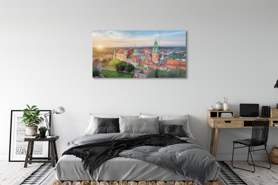 Quadro su vetro acrilico Castello di Cracovia Panorama Sunrise