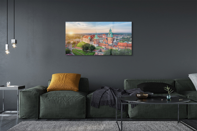 Quadro su vetro acrilico Castello di Cracovia Panorama Sunrise