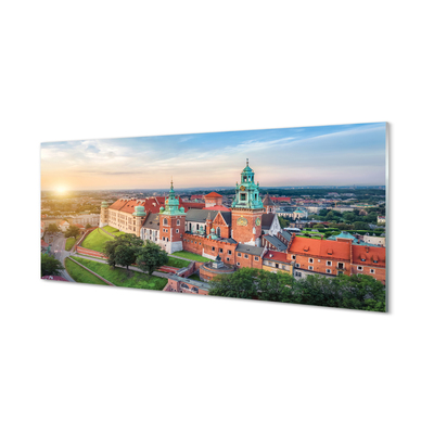 Quadro su vetro acrilico Castello di Cracovia Panorama Sunrise