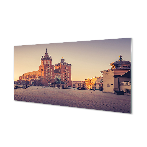 Quadro in vetro acrilico Sunrise della chiesa di Cracovia