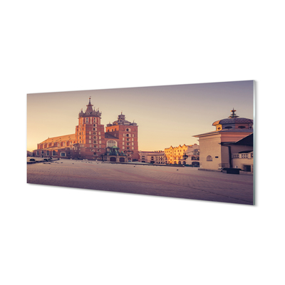 Quadro in vetro acrilico Sunrise della chiesa di Cracovia