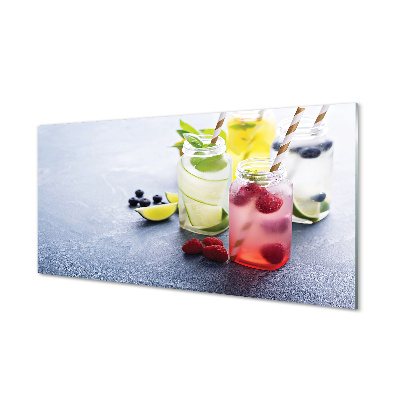 Quadro su vetro acrilico Cocktail lampone lime limone