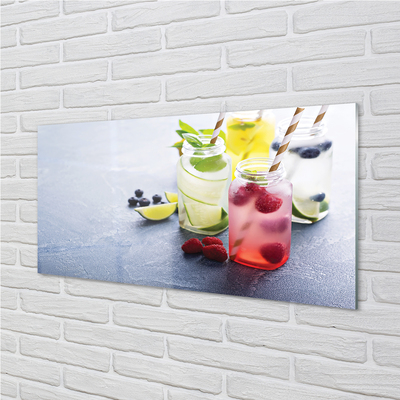 Quadro su vetro acrilico Cocktail lampone lime limone