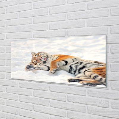 Quadro acrilico Snow invernale di tigre