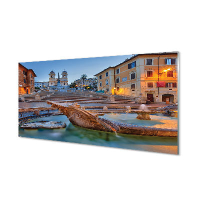 Quadro su vetro acrilico Roma Sunset Fountain Buildings