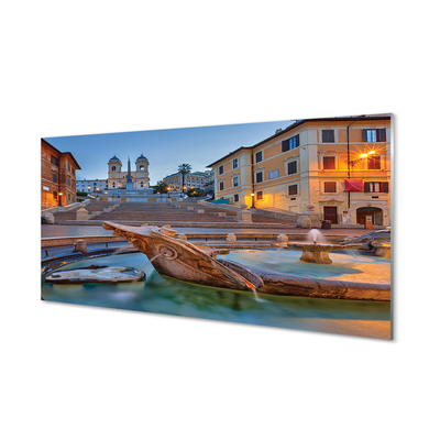 Quadro su vetro acrilico Roma Sunset Fountain Buildings