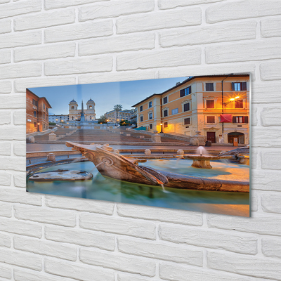 Quadro su vetro acrilico Roma Sunset Fountain Buildings