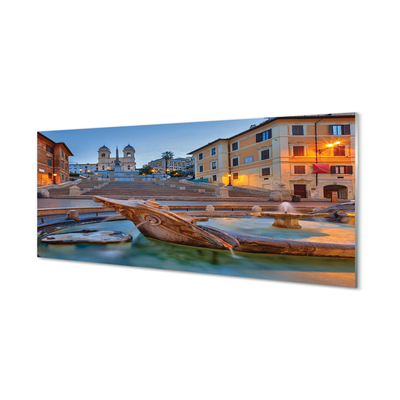 Quadro su vetro acrilico Roma Sunset Fountain Buildings