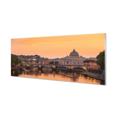 Quadro acrilico Roma Sunset Bridges River Buildings