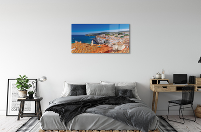 Quadro vetro acrilico Montagne del mare della città della Spagna