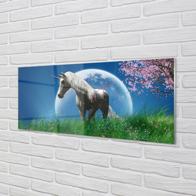 Quadro vetro acrilico Campo di luna unicorno