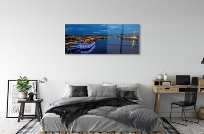 Quadro in vetro acrilico Ship Sea City di notte Paradiso