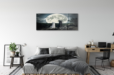 Quadro acrilico Wolves Moon Forest