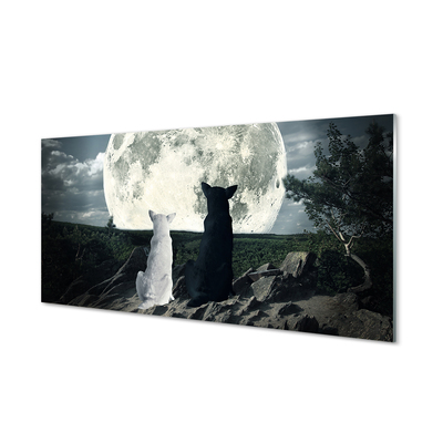 Quadro acrilico Wolves Moon Forest