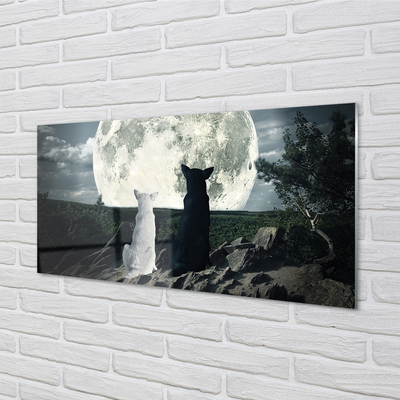 Quadro acrilico Wolves Moon Forest