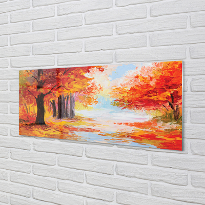 Quadro in vetro acrilico Foglie di alberi autunnali