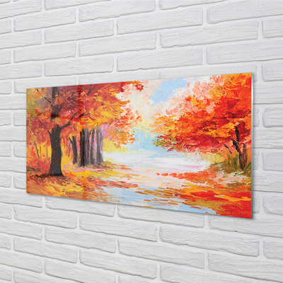 Quadro in vetro acrilico Foglie di alberi autunnali