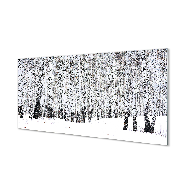 Quadro vetro acrilico Alberi di neve invernali