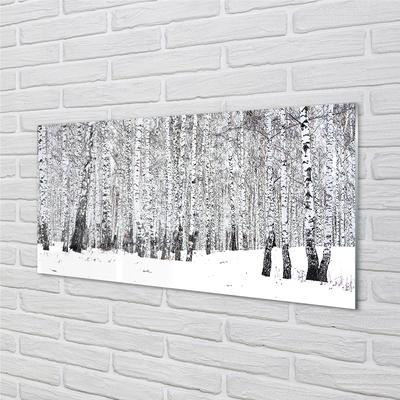 Quadro vetro acrilico Alberi di neve invernali