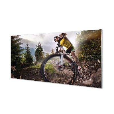 Quadro in vetro acrilico Nuvole di mountain bike