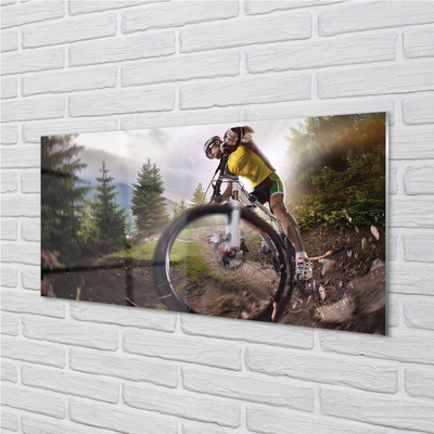 Quadro in vetro acrilico Nuvole di mountain bike