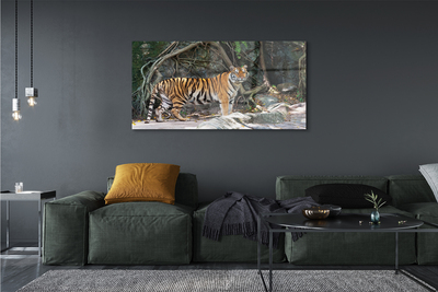 Quadro su vetro acrilico Jungle Tiger