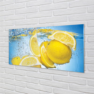 Quadro in vetro acrilico Limoni in acqua