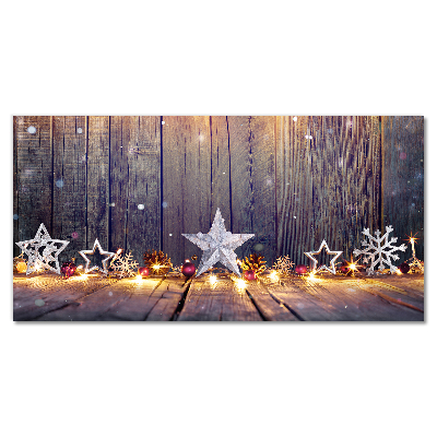 Quadro su vetro acrilico Ornamenti di stelle di Natale con luce di Natale