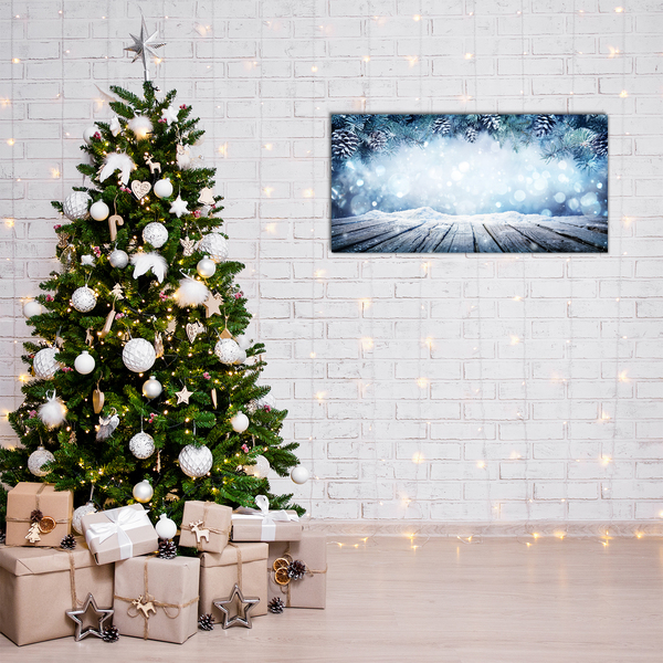 Quadro acrilico Inverno Neve Albero di Natale