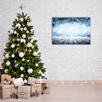 Quadro acrilico Inverno Neve Albero di Natale