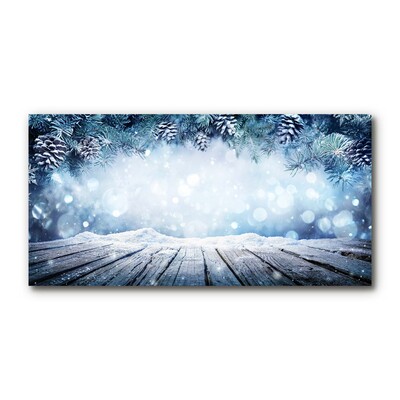 Quadro acrilico Inverno Neve Albero di Natale