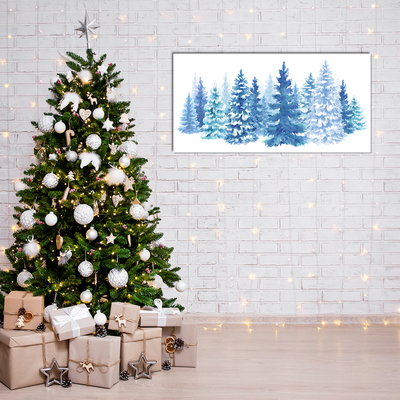 Quadro vetro acrilico Alberi di Natale Neve Inverno