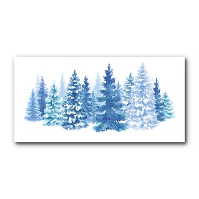 Quadro vetro acrilico Alberi di Natale Neve Inverno