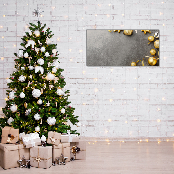 Quadro acrilico Palline di Natale con stelle dorate