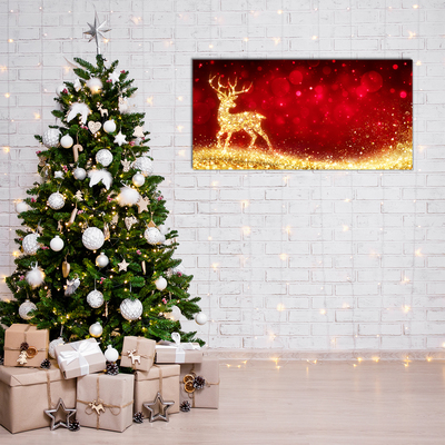 Quadro su vetro acrilico Renna dorata Decorazione di Natale