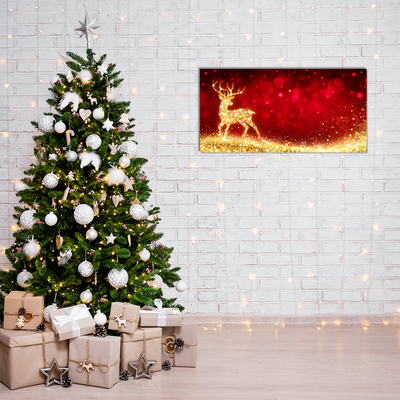 Quadro su vetro acrilico Renna dorata Decorazione di Natale