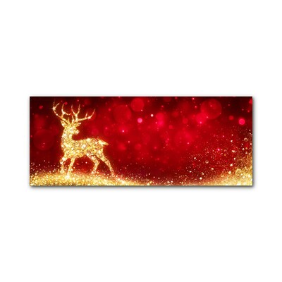 Quadro su vetro acrilico Renna dorata Decorazione di Natale