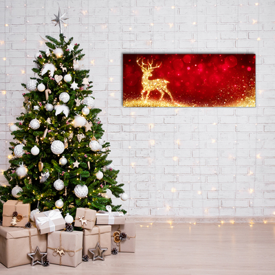 Quadro su vetro acrilico Renna dorata Decorazione di Natale