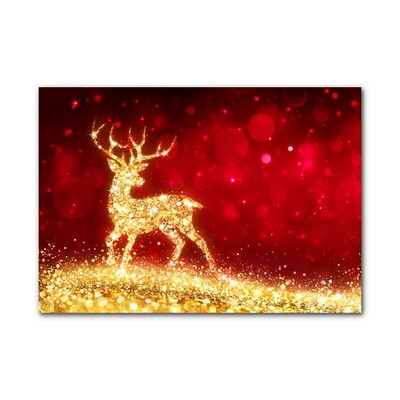 Quadro su vetro acrilico Renna dorata Decorazione di Natale