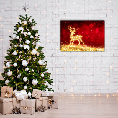 Quadro su vetro acrilico Renna dorata Decorazione di Natale