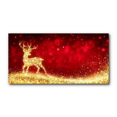 Quadro su vetro acrilico Renna dorata Decorazione di Natale