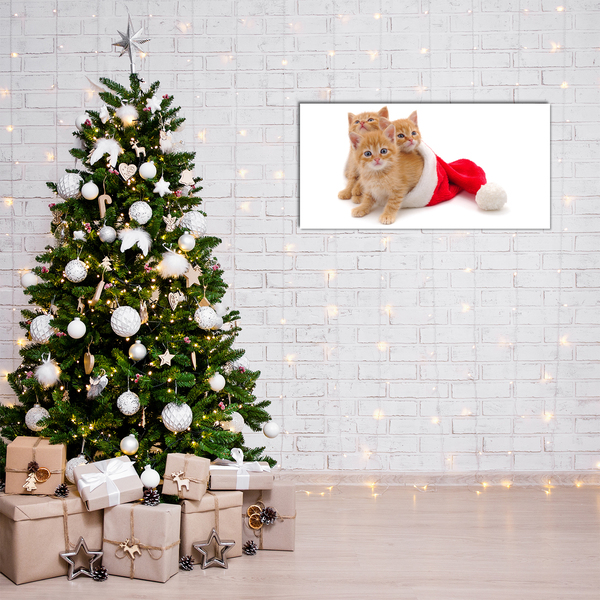 Quadro acrilico Gatti Babbo Natale