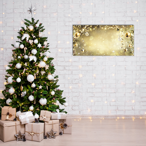 Quadro su vetro acrilico Palline d'oro Decorazioni di Natale