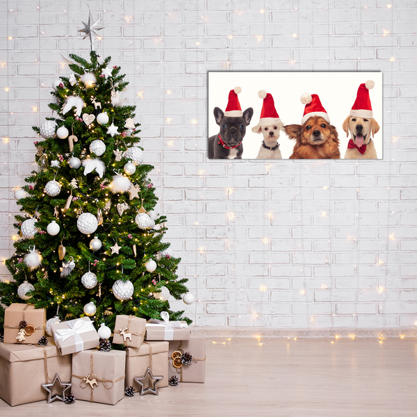 Quadro su vetro acrilico Cani di Babbo Natale Natale