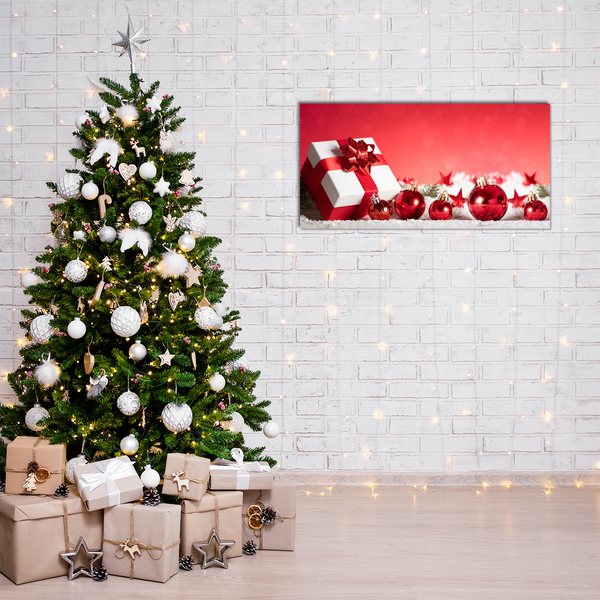 Quadro acrilico Regalo di Natale Palle di Natale Neve