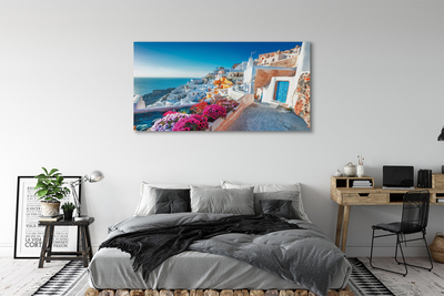 Quadro su tela Edifici della Grecia Fiori di mare