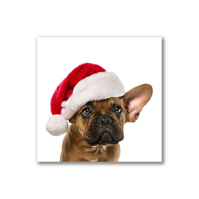 Quadro su tela Bulldog cane di Natale